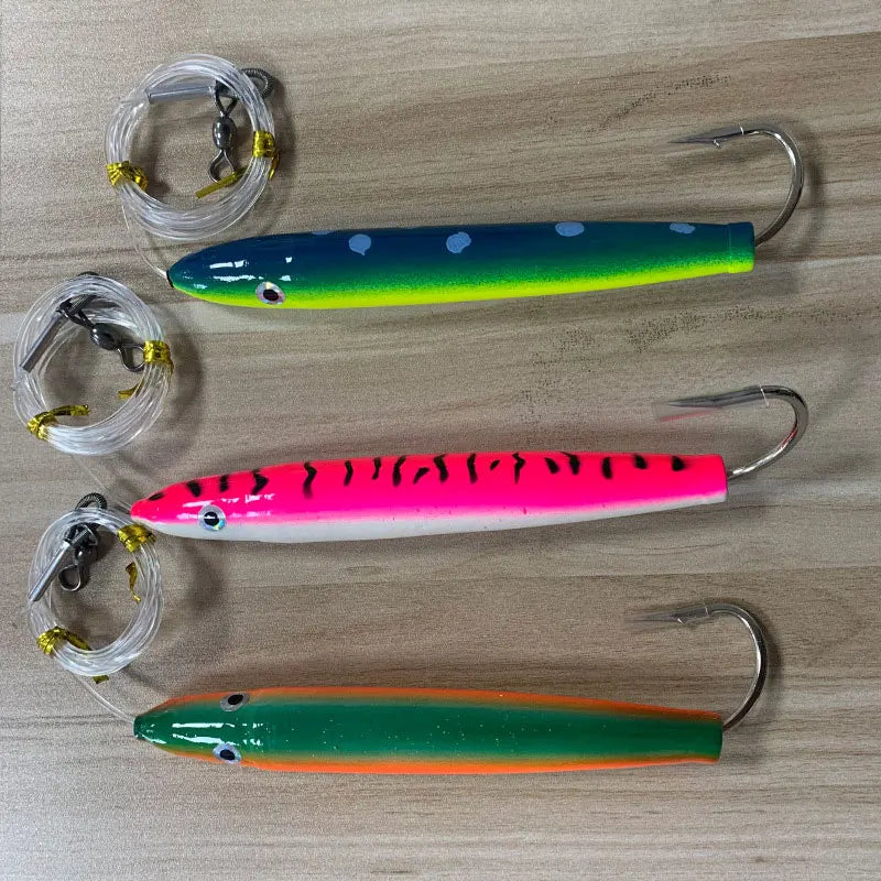 AS Cedar Plug Cast Wood Trolling Pencil Lure Wobbler Bait Seawater Angler Drag Sinking Stickbait Marlin Tuna Boat Fishing Leurre