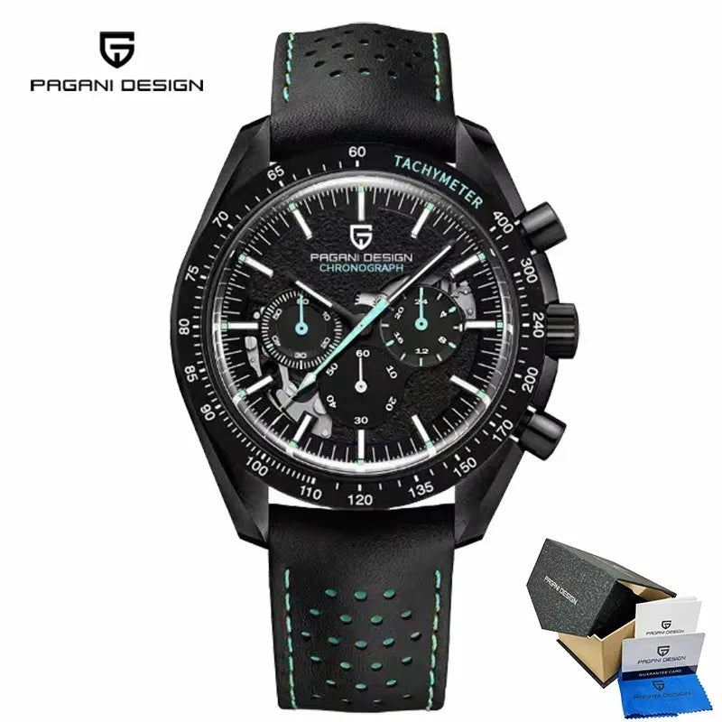 PAGANI Men's Watches Chronograph Men’s Quartz Wristwatch Leather Waterproof Sports