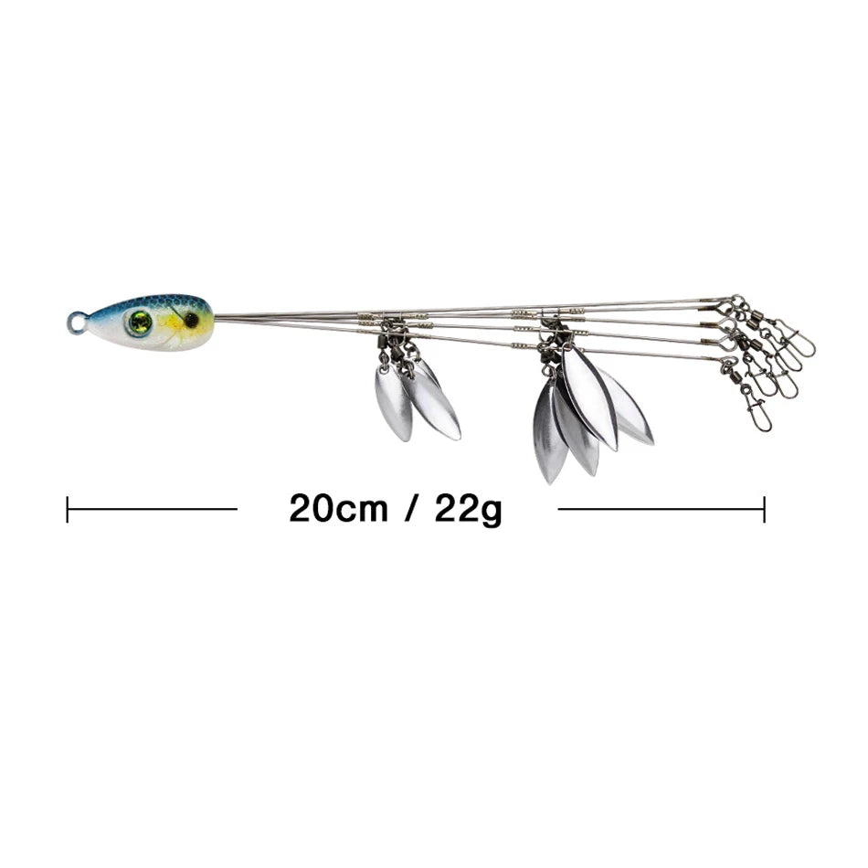 Umbrella Fishing lure Rig 5 Arms Alabama Rig Head Swimming Bait Bass Fishing Group Lure Snap Swivel Spinner, 18g