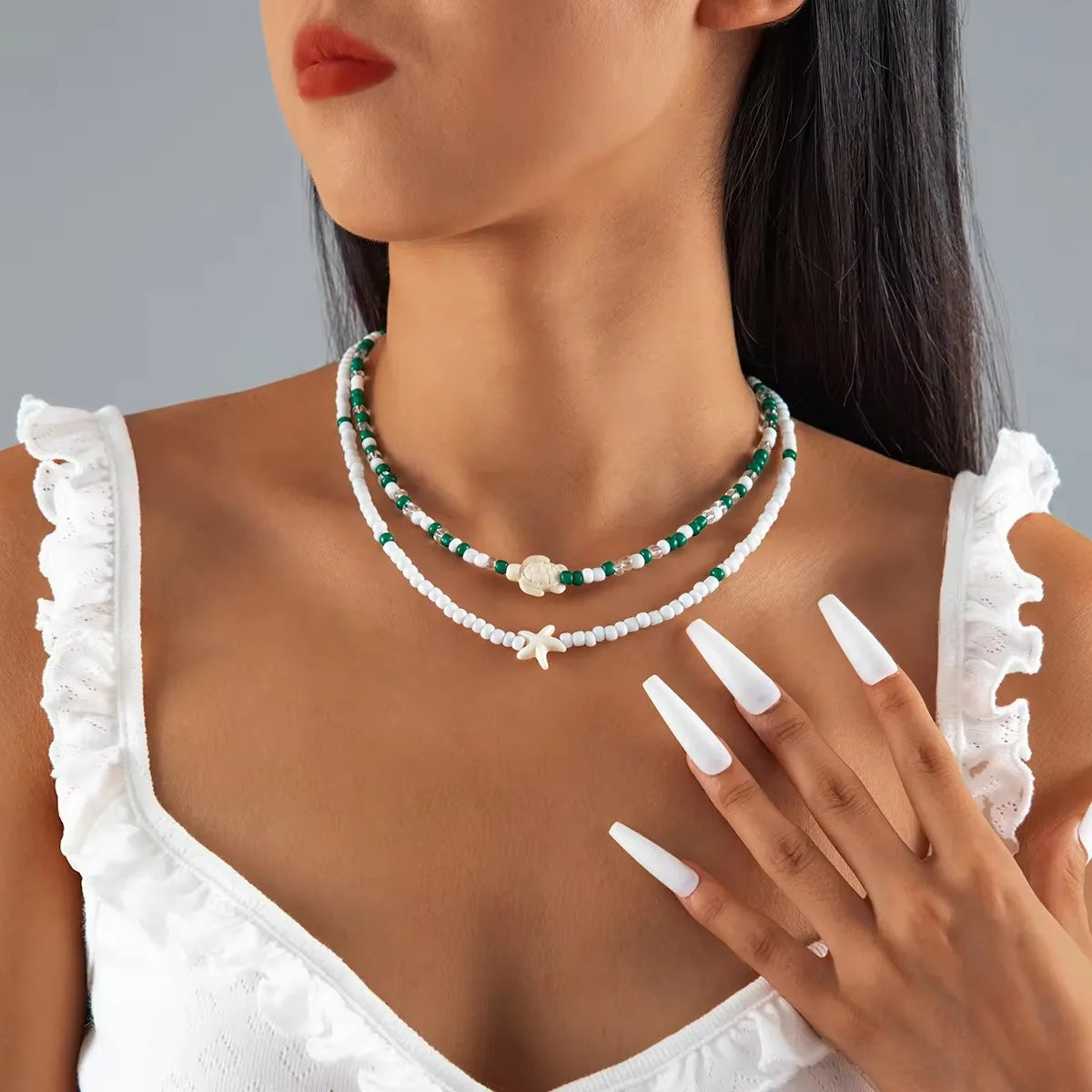 Women’s Bead Necklace Handmade Starfish Tortoise Choker