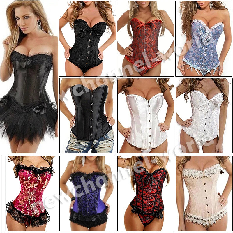Women’s Steampunk Gothic Clothing. Plus Size Corsets Lace Up Bustier Body Shapers S-6XL