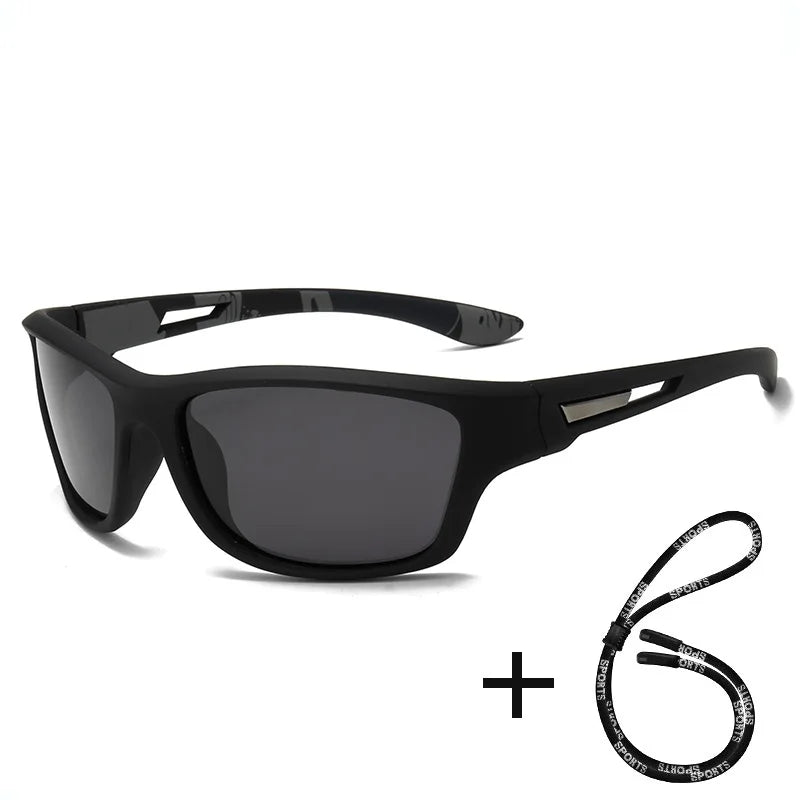 Designer Polarized Sports Sunglasses With Chain - UV400