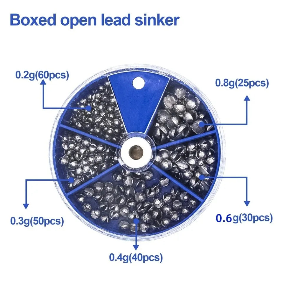 AquaPro 205PCS Fishing Weights Set - Removable Split Sinker