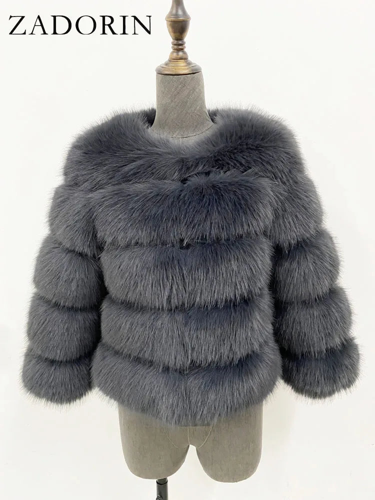 ZADORIN Woman’s Fluffy Winter Mink Coat Faux Fur S-6XL