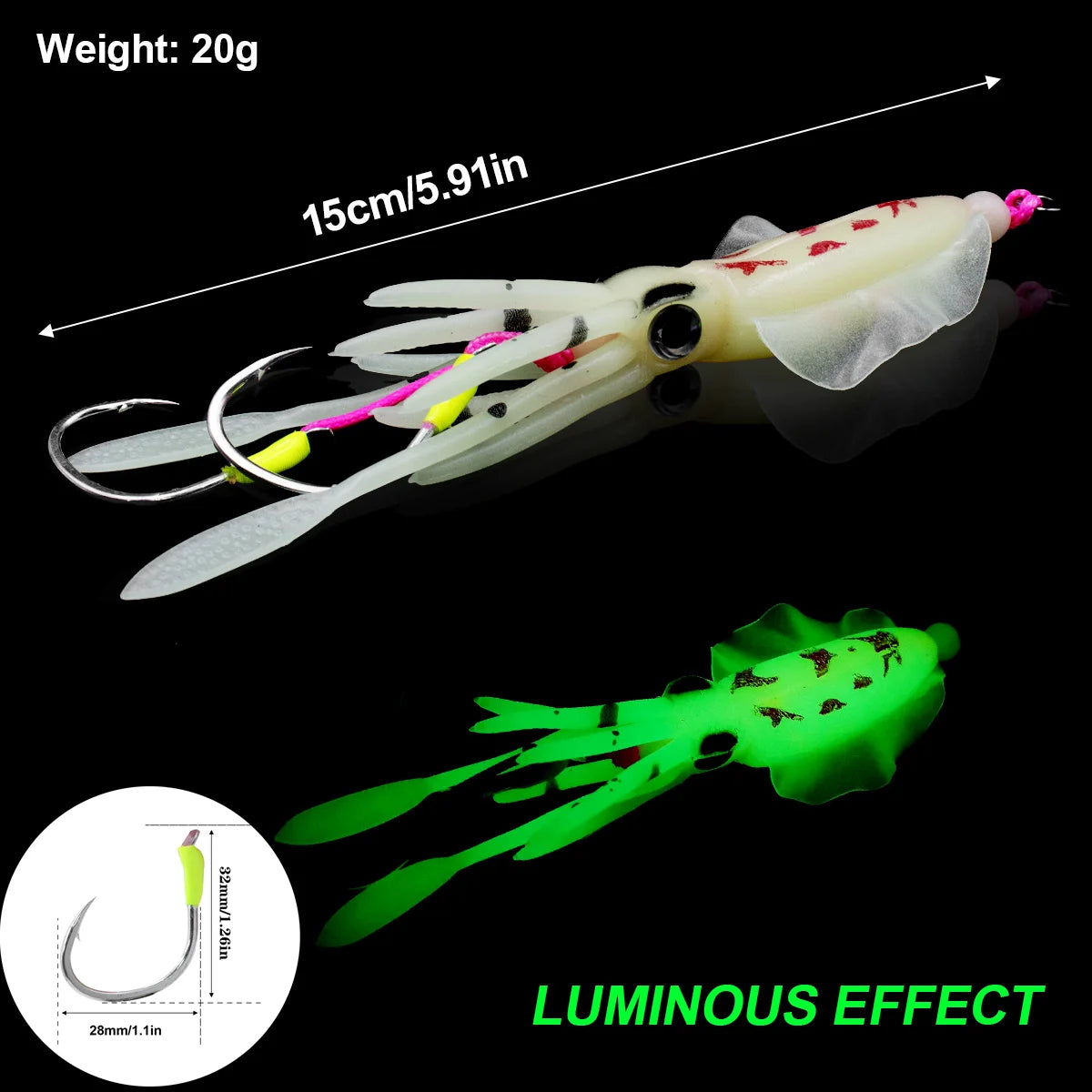 ZYZ Soft Squid String Hook - Luminous Night Fishing