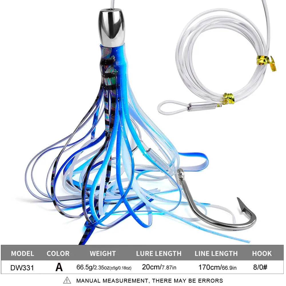 Big Game Trolling Lure Saltwater Fishing Octopus Squid Skirt Marlin, Tuna, Wahoo, Dorado, Yellowtail 1PC 20cm 66.5g