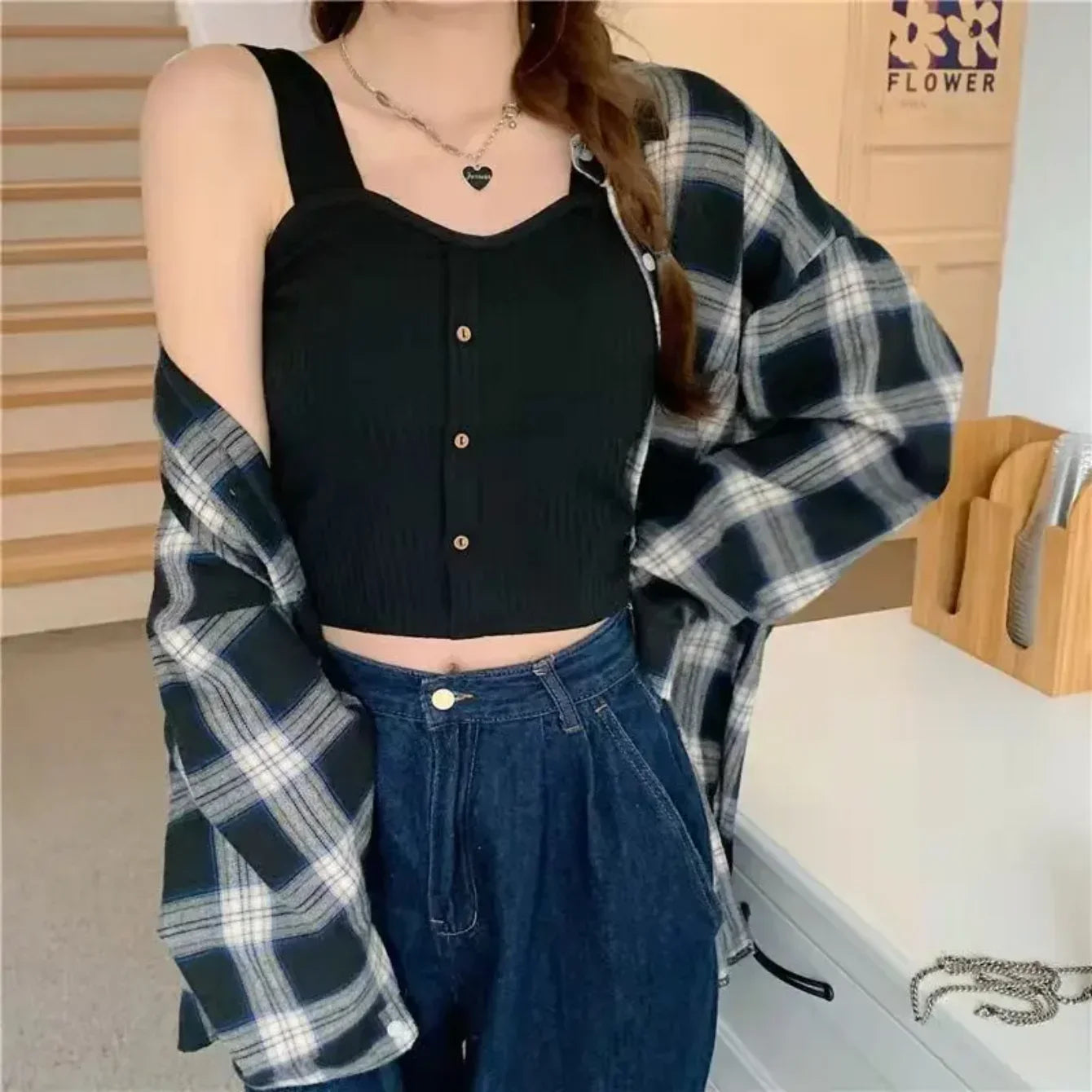 Women's Y2K Cropped Tops with Bra Pads Slim Camisole
