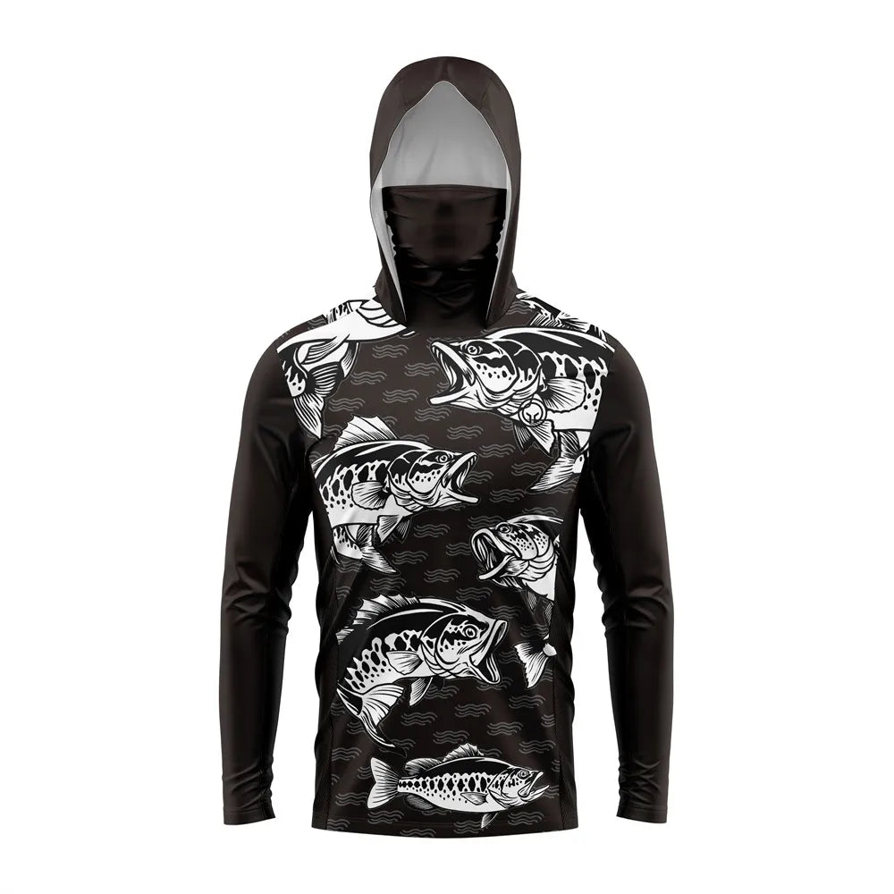 GCBIG Mens Fishing Long Sleeve Hooded UV Shirt - Quick Dry