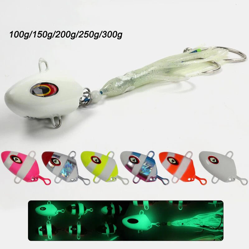 Kabura Bullet Metal Jig Heads Sinking Squid Skirt Lures Assist Hooks 100g - 300g