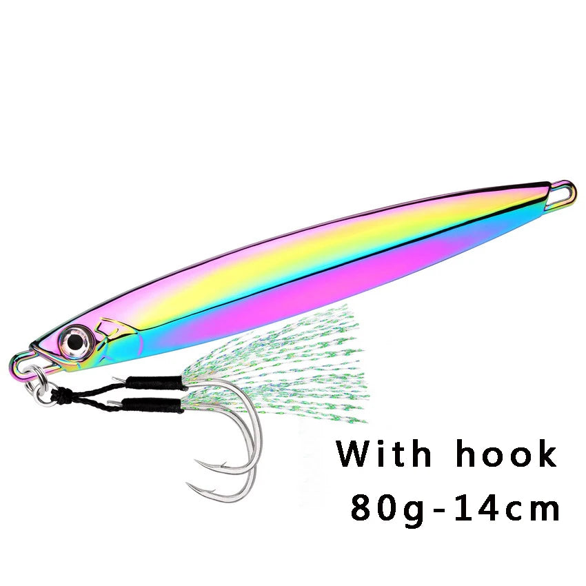 Metal Spoon Jig Fishing Lure 60g 80g 100g Long Cast Jigging Bait Lures Fishing Wobbler for Sea Bass Big Game Sinking Lures