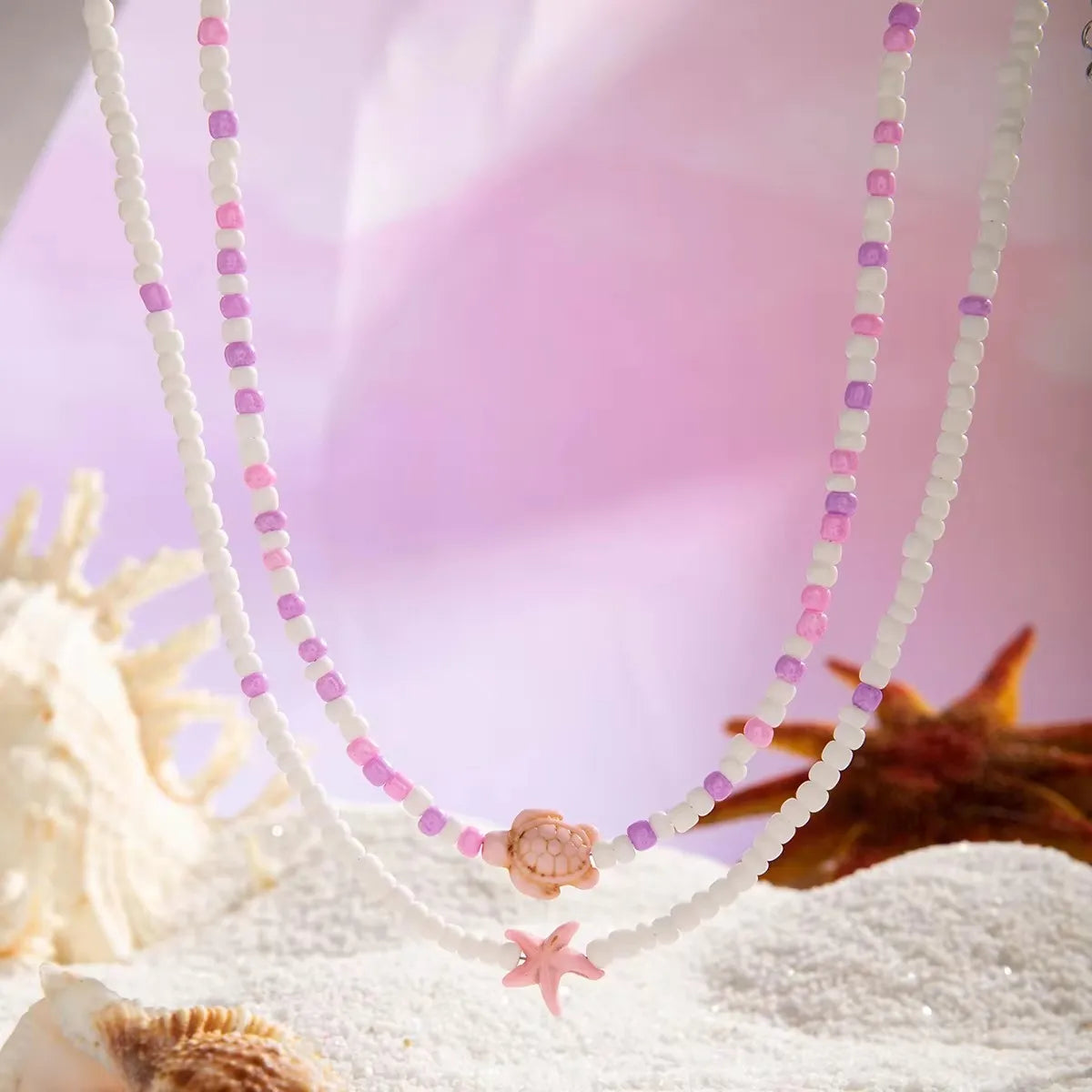 Women’s Bead Necklace Handmade Starfish Tortoise Choker