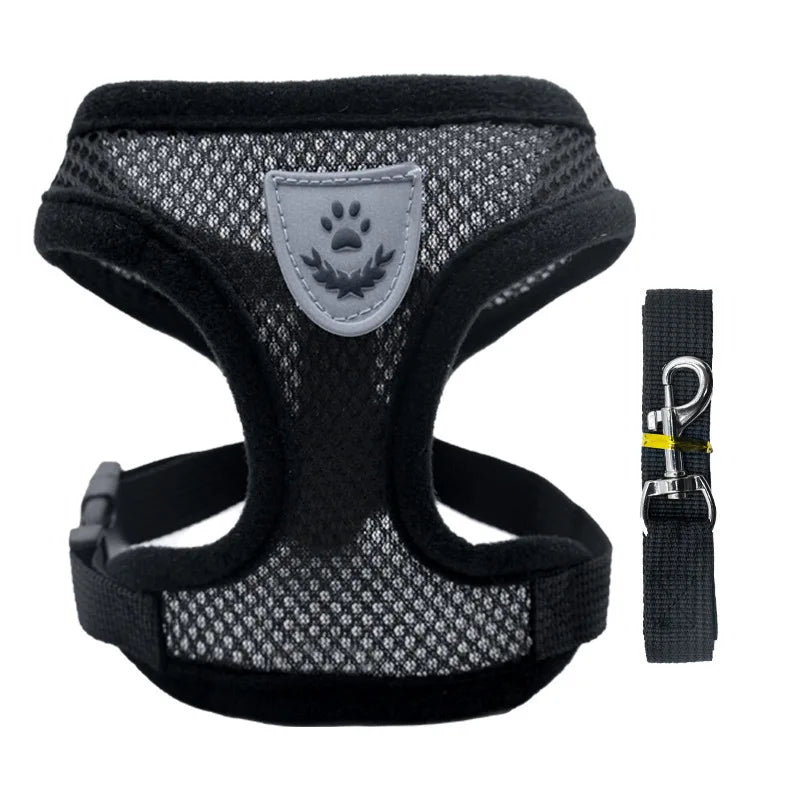Harness Vest Walking Lead Leash For Puppy dog Collar Polyester Adjustable Mesh Dog or Cat Harness For Small Medium Pets