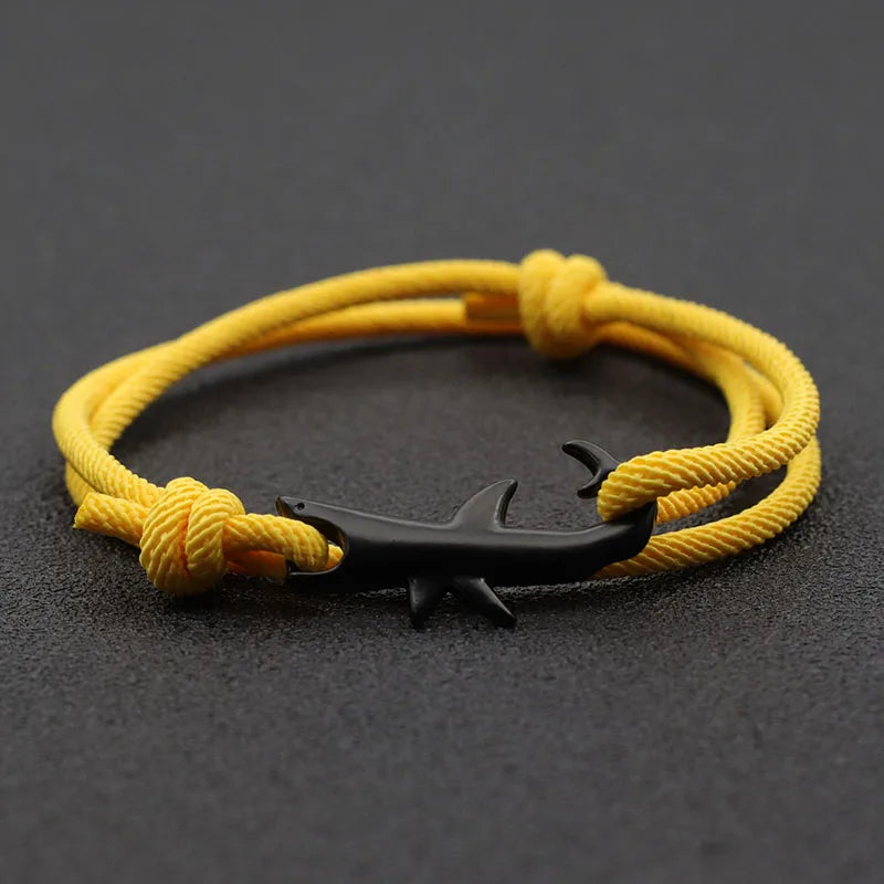 Noter New Shark Bracelet Unisex Double Layer Adjustable 3mm Cord Chain Braclet Beach Jewelry Accessories Surfer Bracelet.