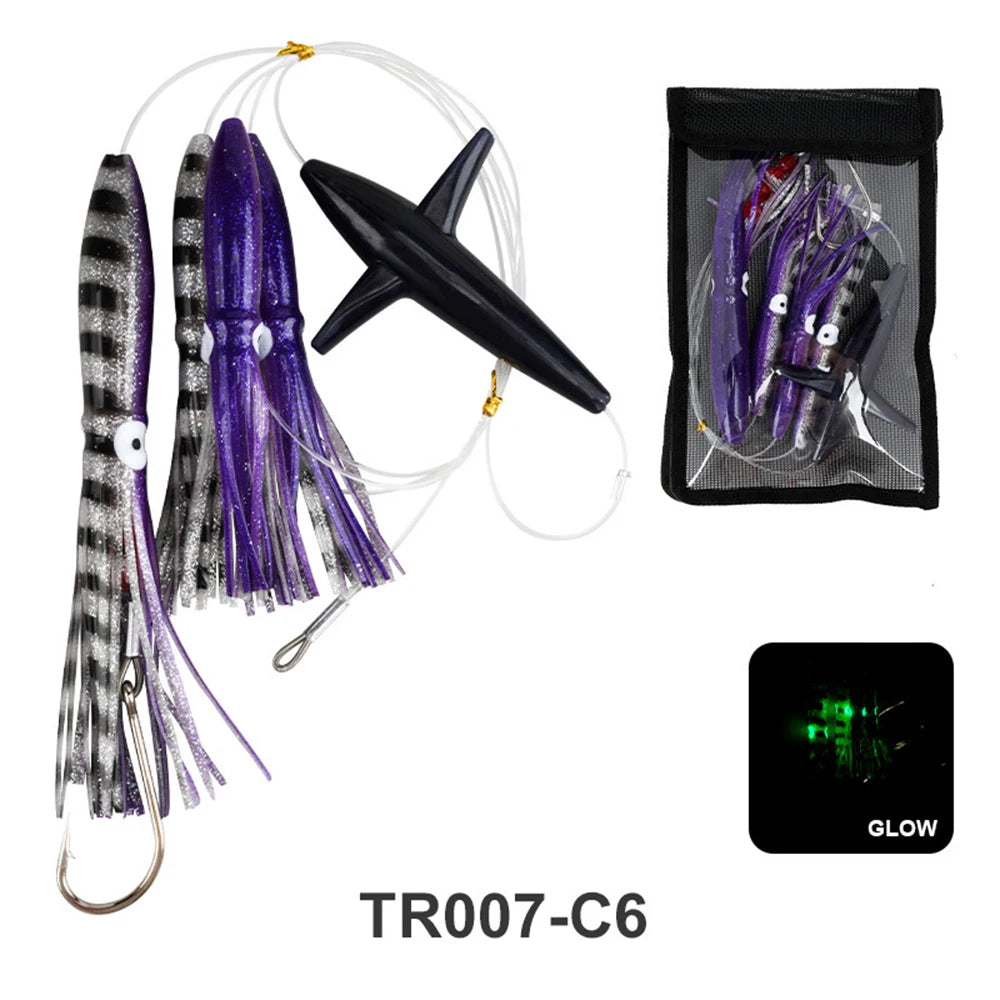9"Rig Bird Trolling Lures Fishing Rigged Lure Squid Tuna Daisy Chain Artificial Bait Saltwater Big Game Fishing Mahi Marlin