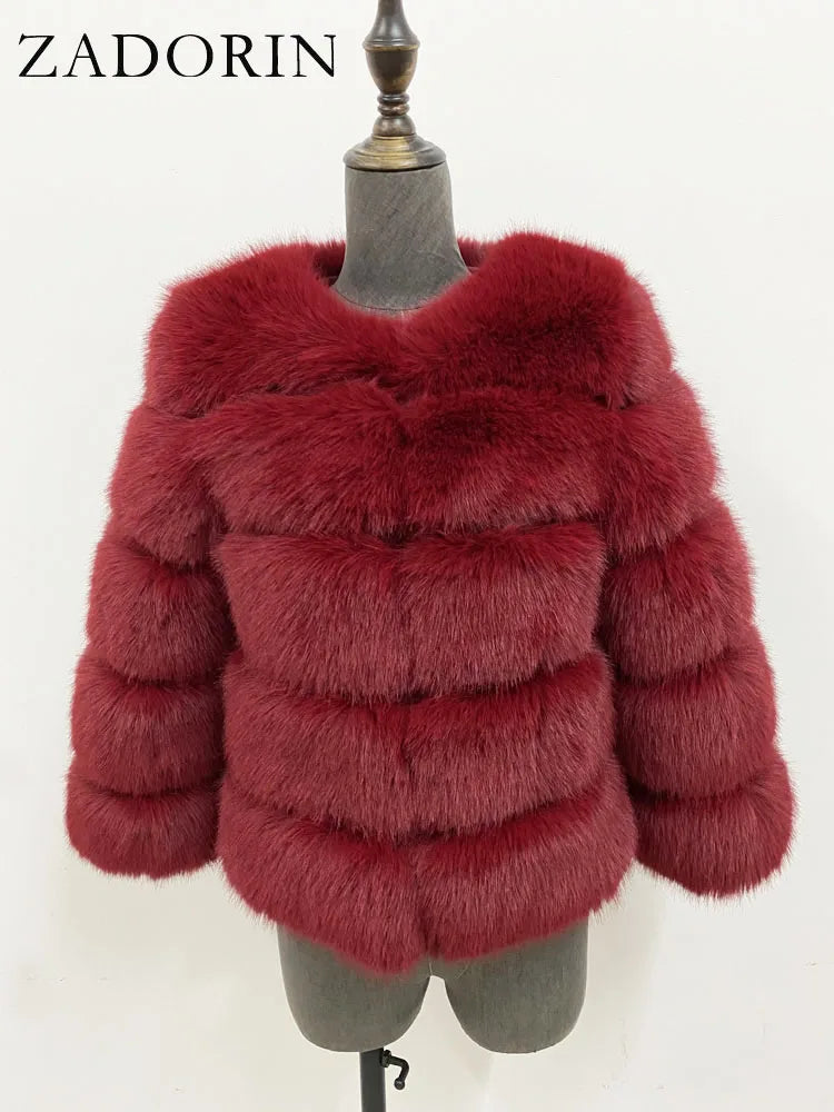 ZADORIN Woman’s Fluffy Winter Mink Coat Faux Fur S-6XL