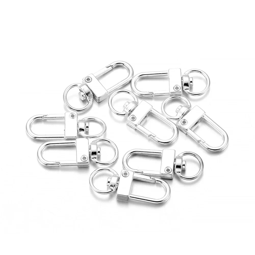 10pcs/lot Rotating Dog Buckle Gold Color Rhodium Metal Lobster Clasps Hooks For DIY Jewelry Making Key Ring Chain Accessories 