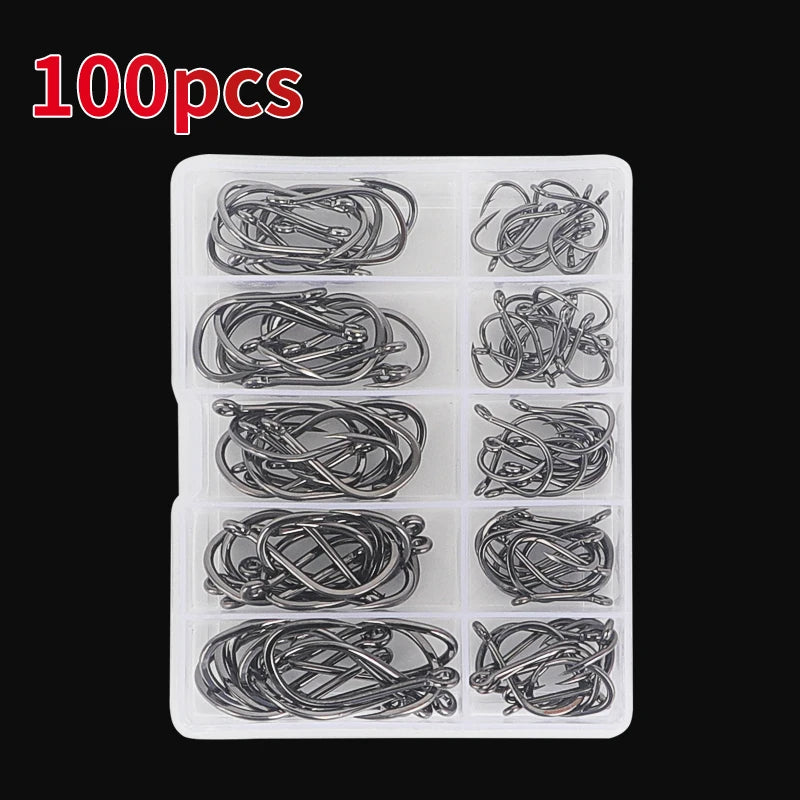 AquaForge Fishing Hooks Size 3 To 12 100 Pack - Ultra Sharp