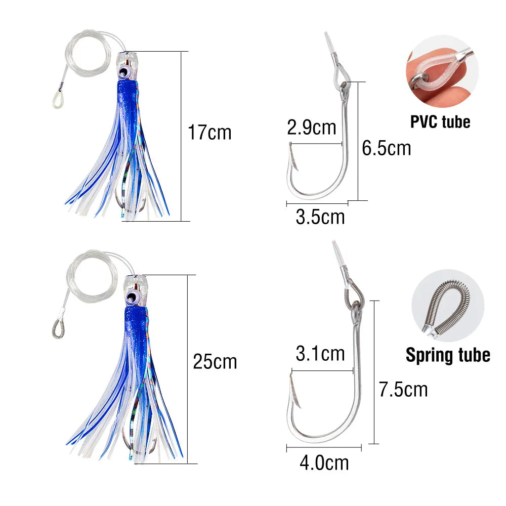 Resin Head Octopus Soft Skirt Trolling Lure Big Game Deep Sea Fishing for Marlin Tuna 1PC 17cm/25cm