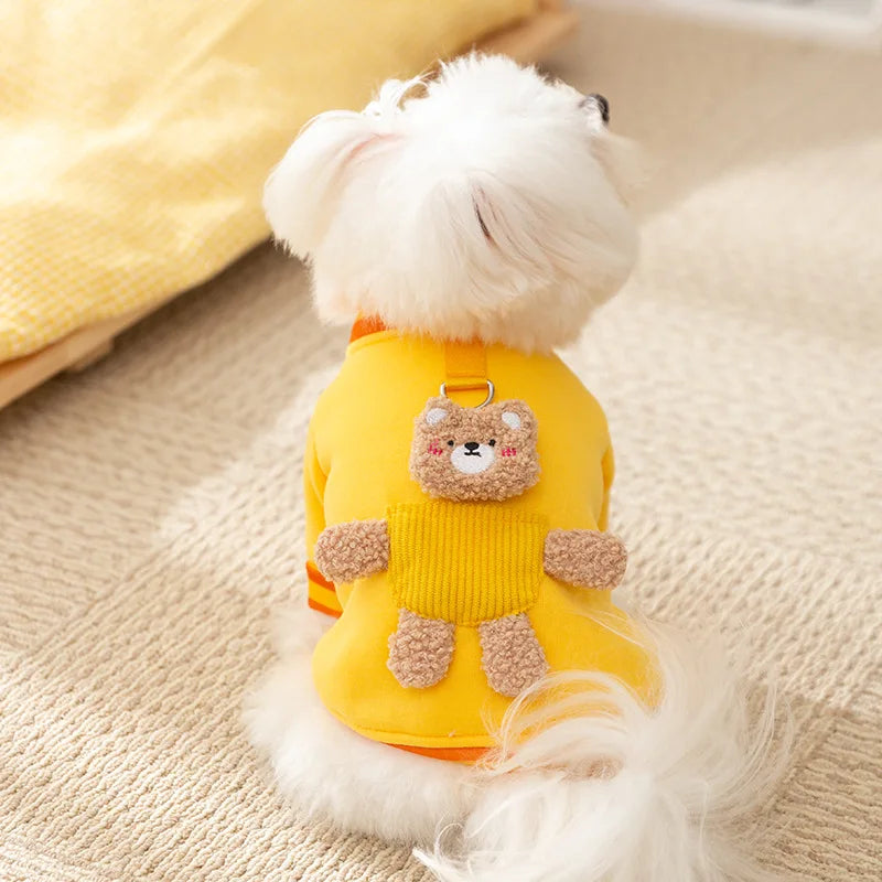 2025 Dog Clothes Cute Bear Puppy Hoodies Autumn Winter Warm Coat Polo Shirts Cat Clothing Chihuhua Bichon Apparels Dog Pullover