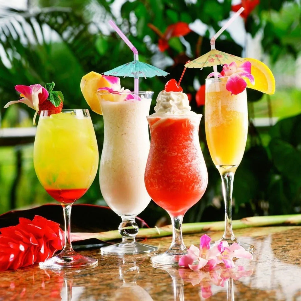 50pcs Umbrella Parasol Drinking Straws Hawaiian Beach Cocktail Party Decorations Supplies