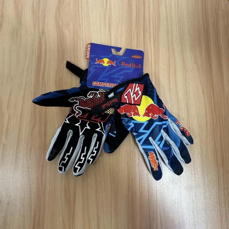 Red Bull Racing Gloves Full Finger MTB - Non Slip Grip