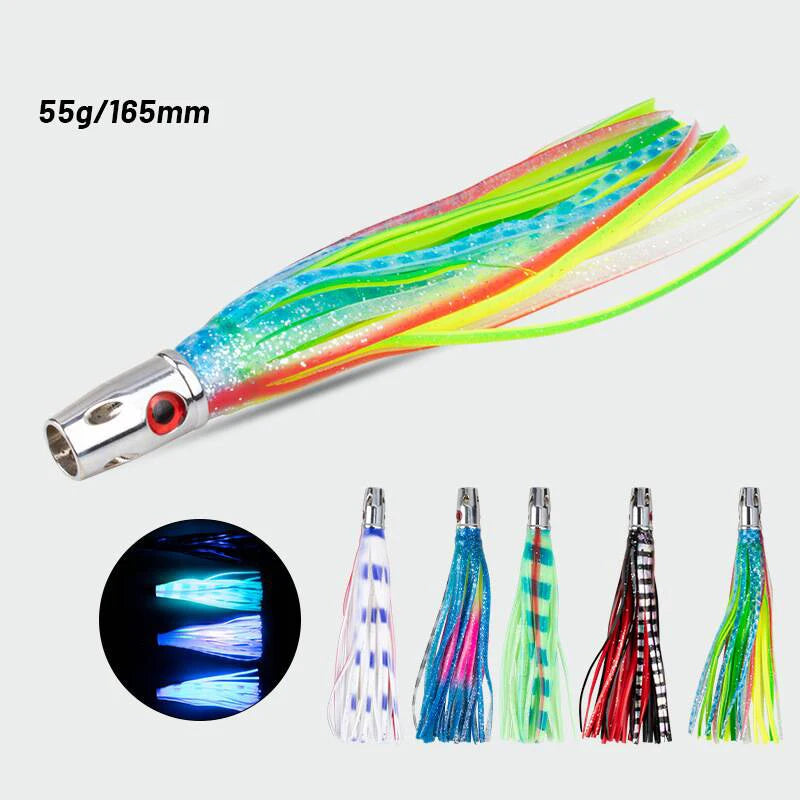 1PC Copper Head Octopus 55g/6.5inch Squid Skirt Bait Big Game Drag Fishing Marlin Tuna Trolling Lure Seawater Fishing Lure