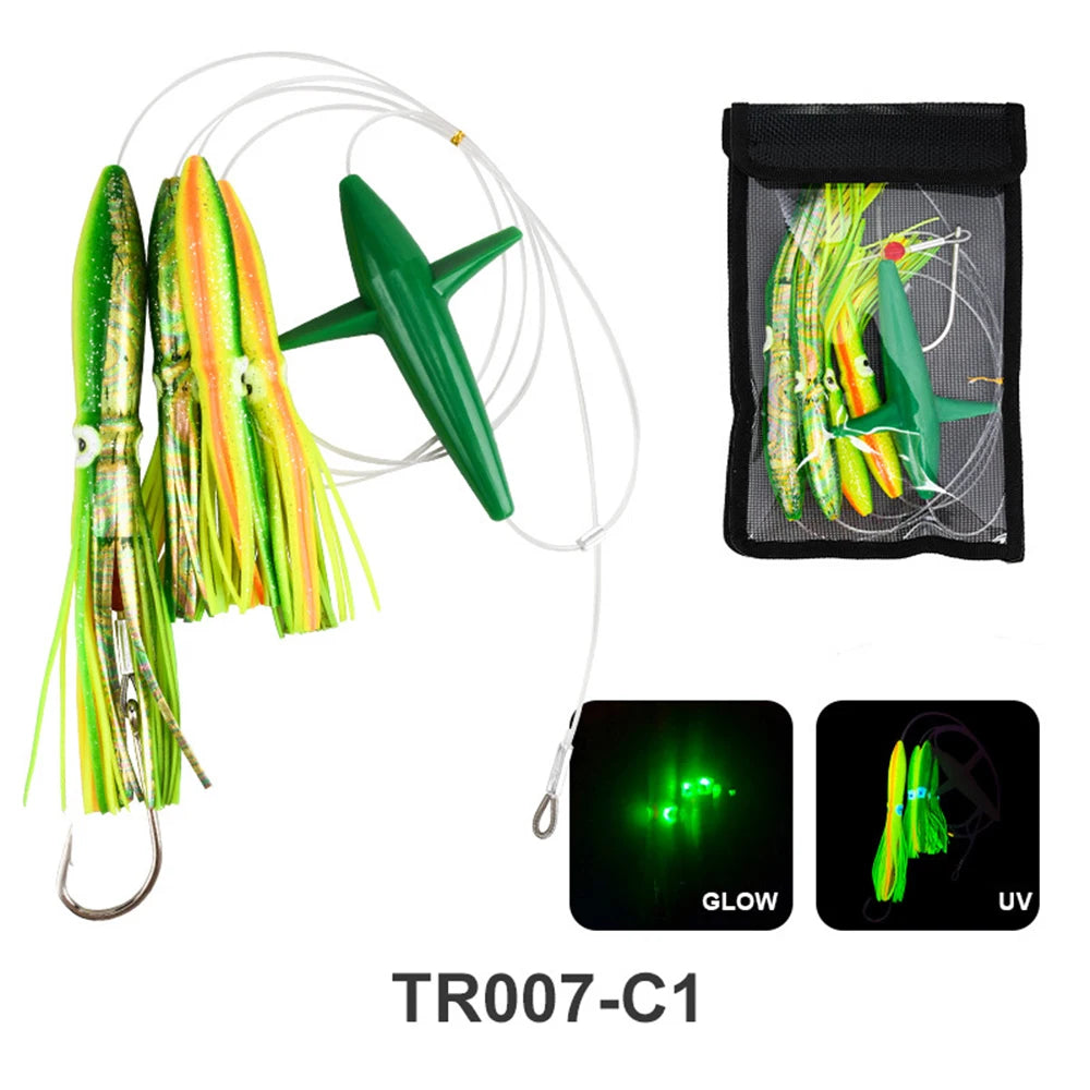 9"Rig Bird Trolling Lures Fishing Rigged Lure Squid Tuna Daisy Chain Artificial Bait Saltwater Big Game Fishing Mahi Marlin