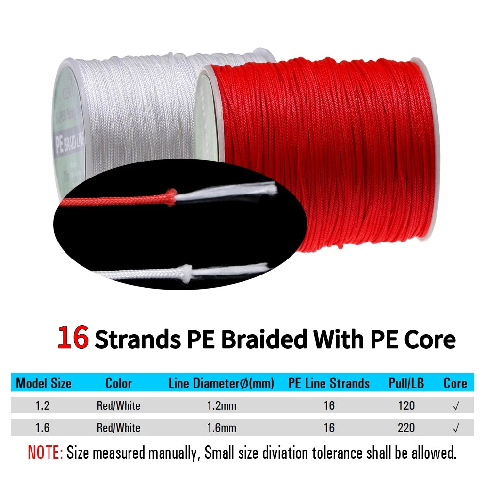 PE Braided Assist Line for Fishing Jigging Trolling Diving Spear Fishing Rope