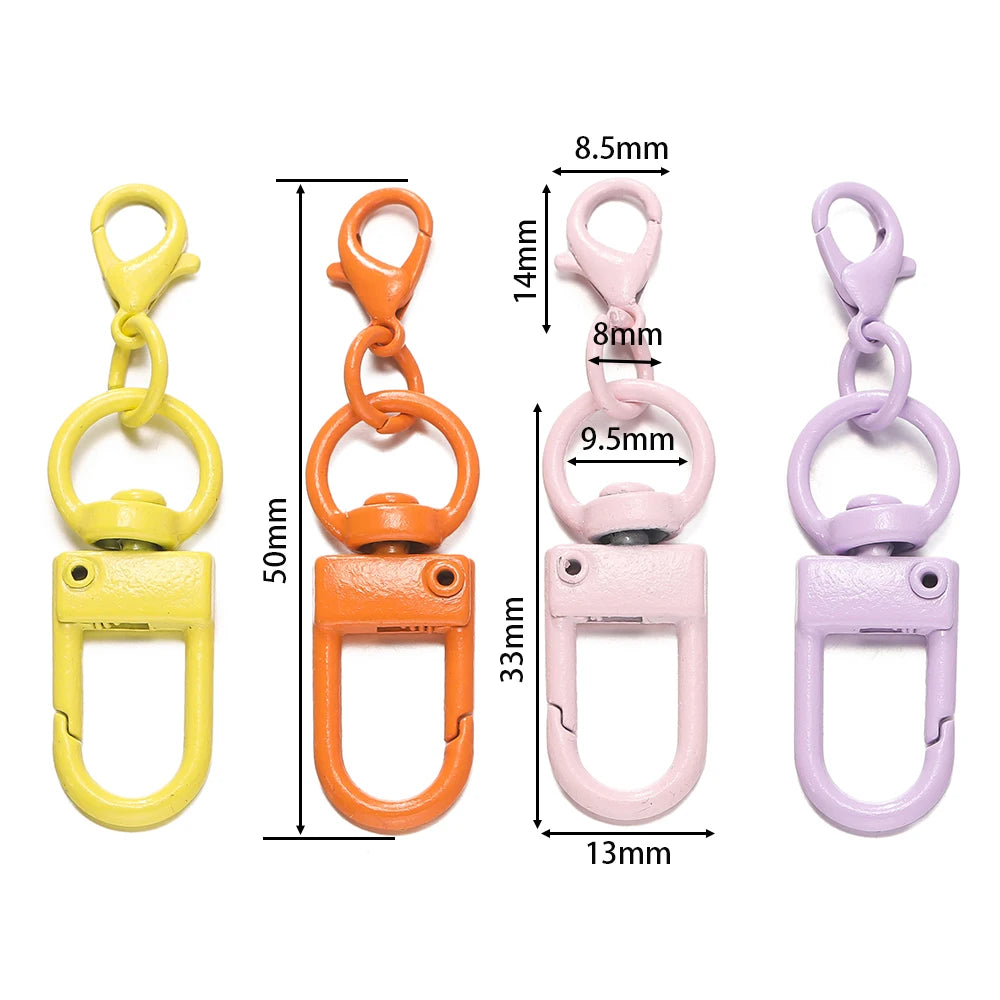 10pcs/lot Colorful Lobster Clasp Hooks Keychain With Lobster Matel Clasps For DIY Jewelry Making Dog Buckle Neckalce Accessories
