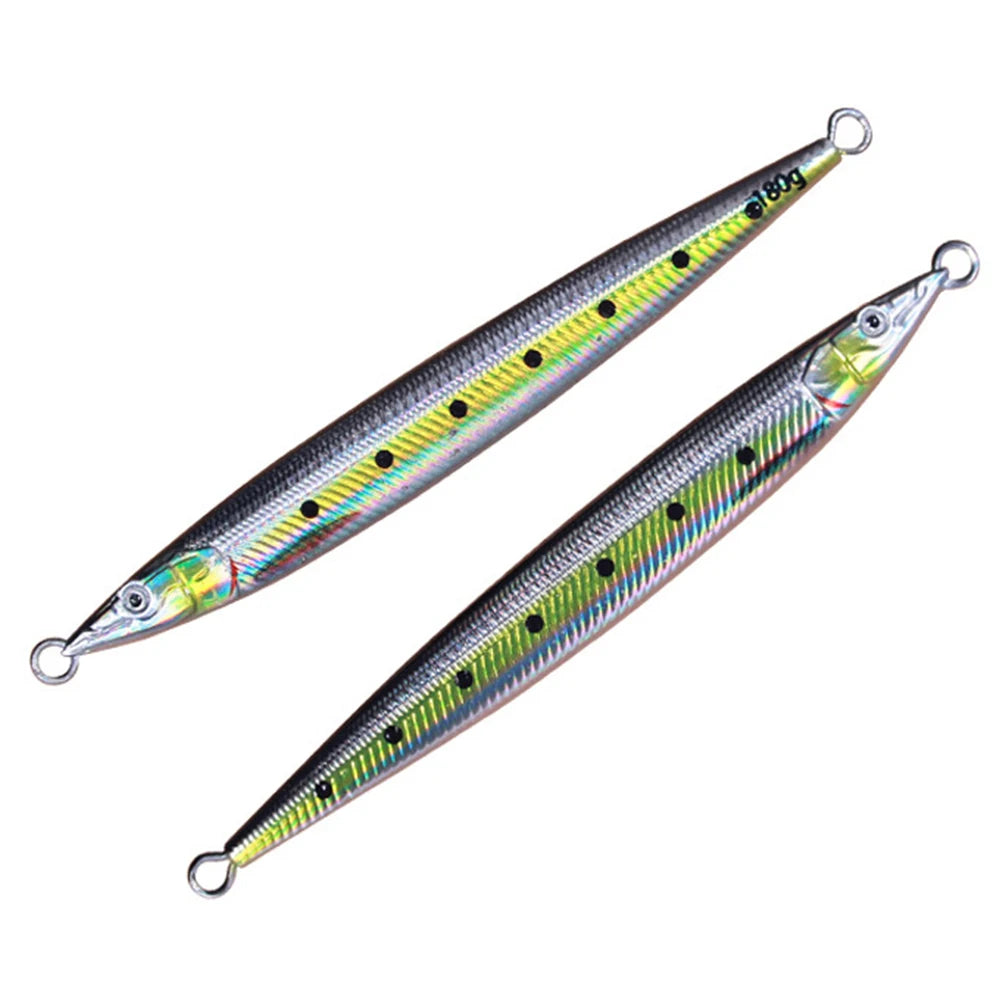 3D Shore Jigging Lure 60g80g100g120g150g180g Metal Jig Sea Bass Spoon Baits Boat Fishing Tackle for Tuna Mahi Marlin