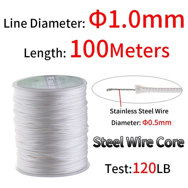 PE Braided Assist Line for Fishing Jigging Trolling Diving Spear Fishing Rope
