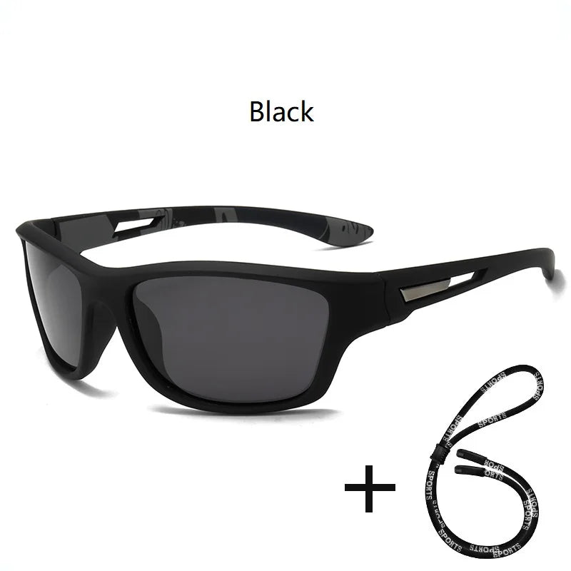 Designer Polarized Sports Sunglasses With Chain - UV400