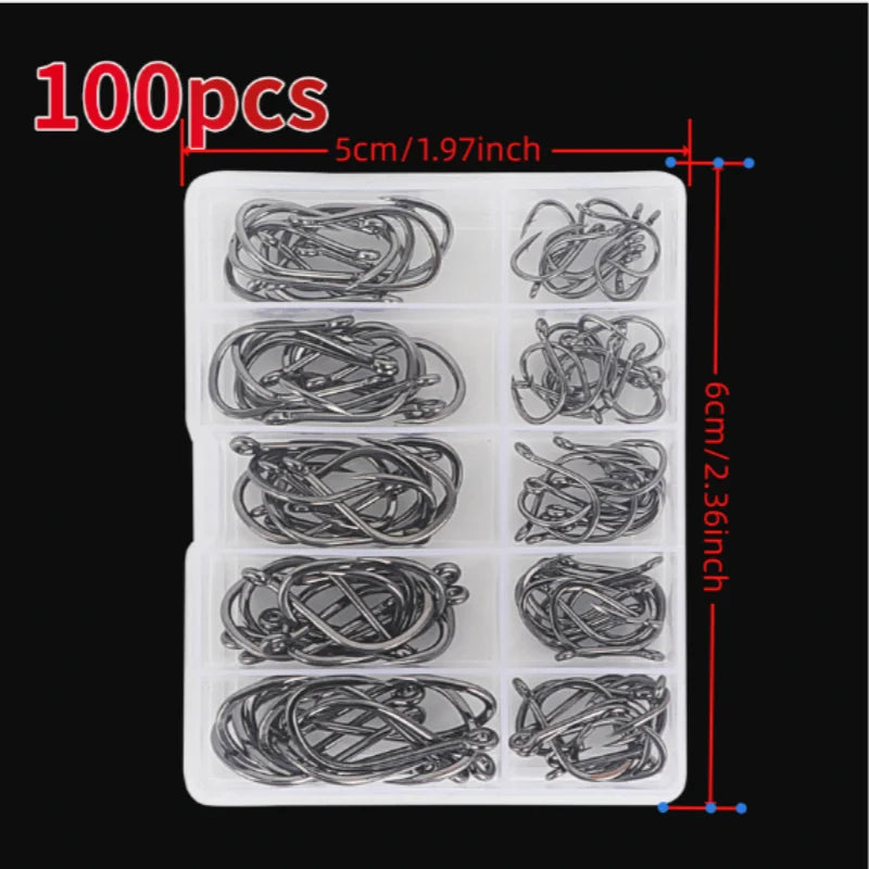 AquaForge Fishing Hooks Size 3 To 12 100 Pack - Ultra Sharp