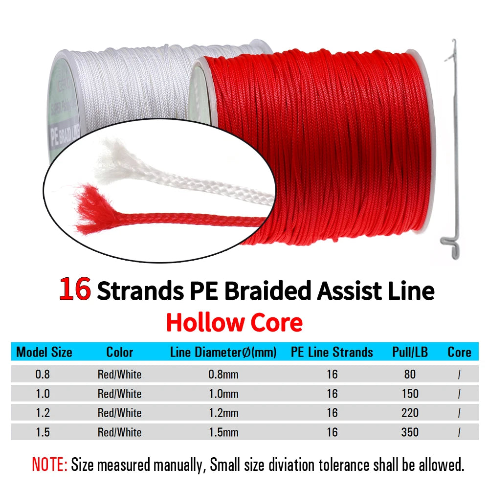 PE Braided Assist Line for Fishing Jigging Trolling Diving Spear Fishing Rope