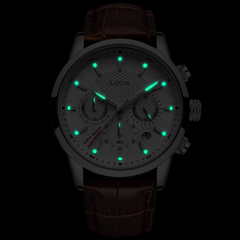 LIGE 2025 Watch Men Fashion Sports Quartz Clocks Mens Watches Top Brand Leather Military Waterproof Date Watch