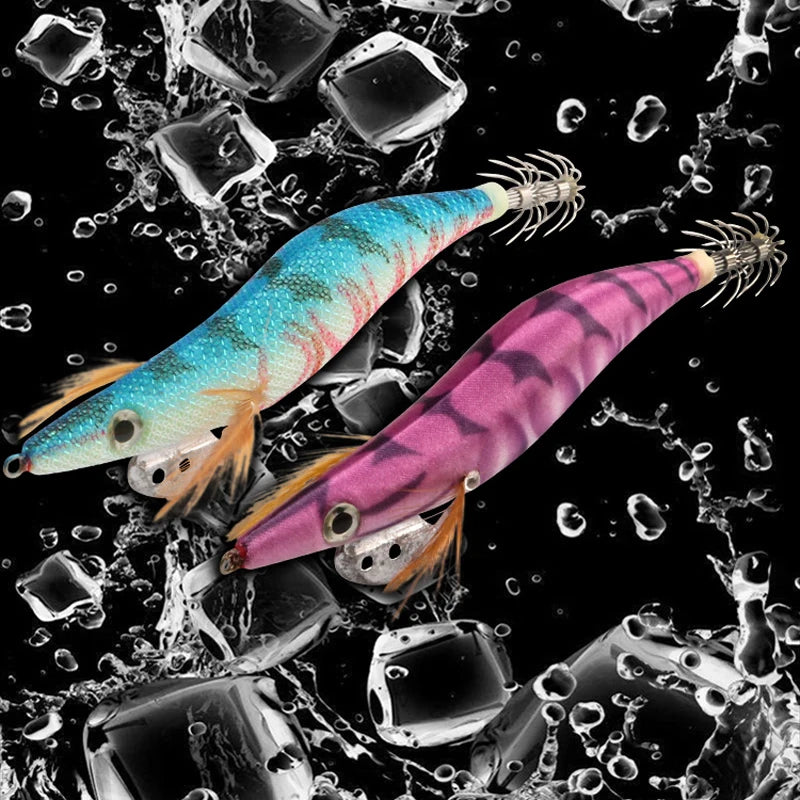 AquaLure Glow Squid Jig Set 3D Eyes - Glow Night Fishing