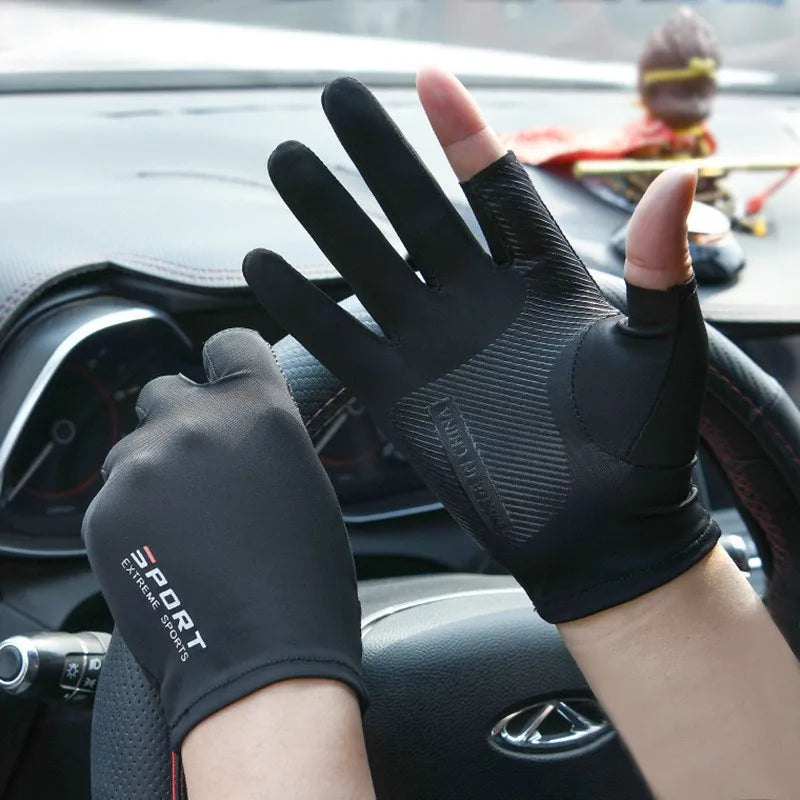 Ice Silk Half Finger Gloves - Breathable Sun Protection