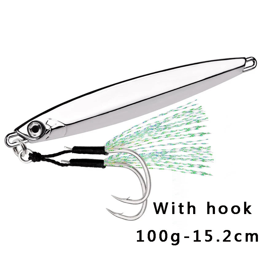 Metal Spoon Jig Fishing Lure 60g 80g 100g Long Cast Jigging Bait Lures Fishing Wobbler for Sea Bass Big Game Sinking Lures