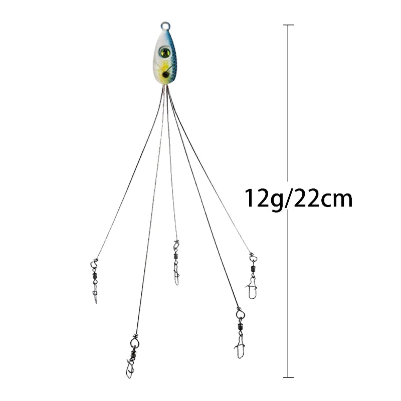 Umbrella Fishing lure Rig 5 Arms Alabama Rig Head Swimming Bait Bass Fishing Group Lure Snap Swivel Spinner, 18g