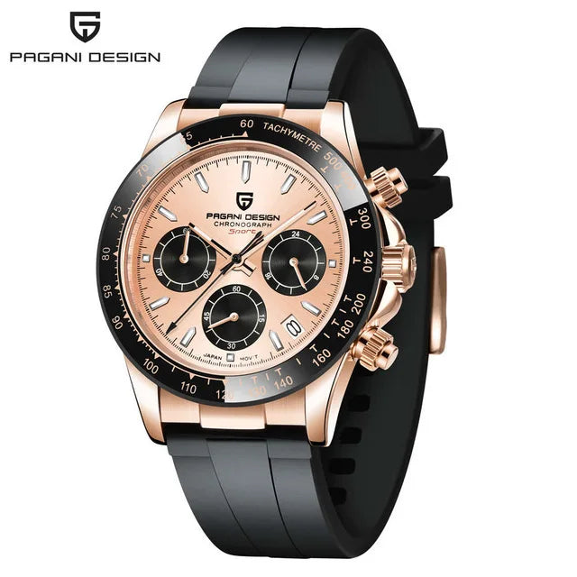 PAGANI DESIGN Men's Quartz Watches Sapphire Retro Chronograph Stainless Steel Waterproof Watch 40mm New V2