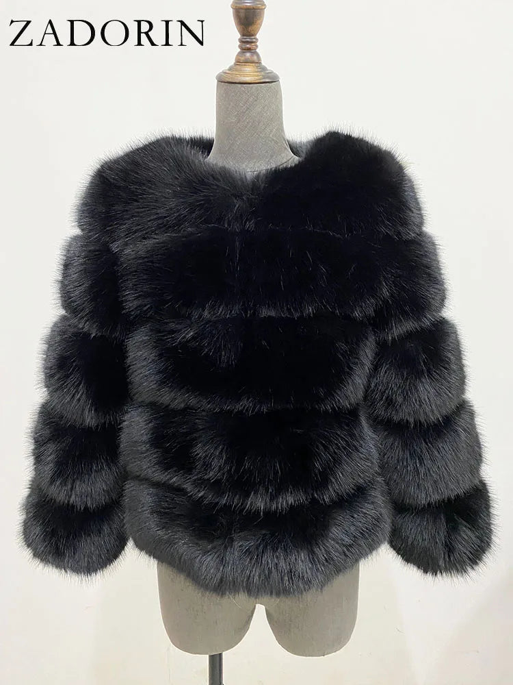 ZADORIN Woman’s Fluffy Winter Mink Coat Faux Fur S-6XL