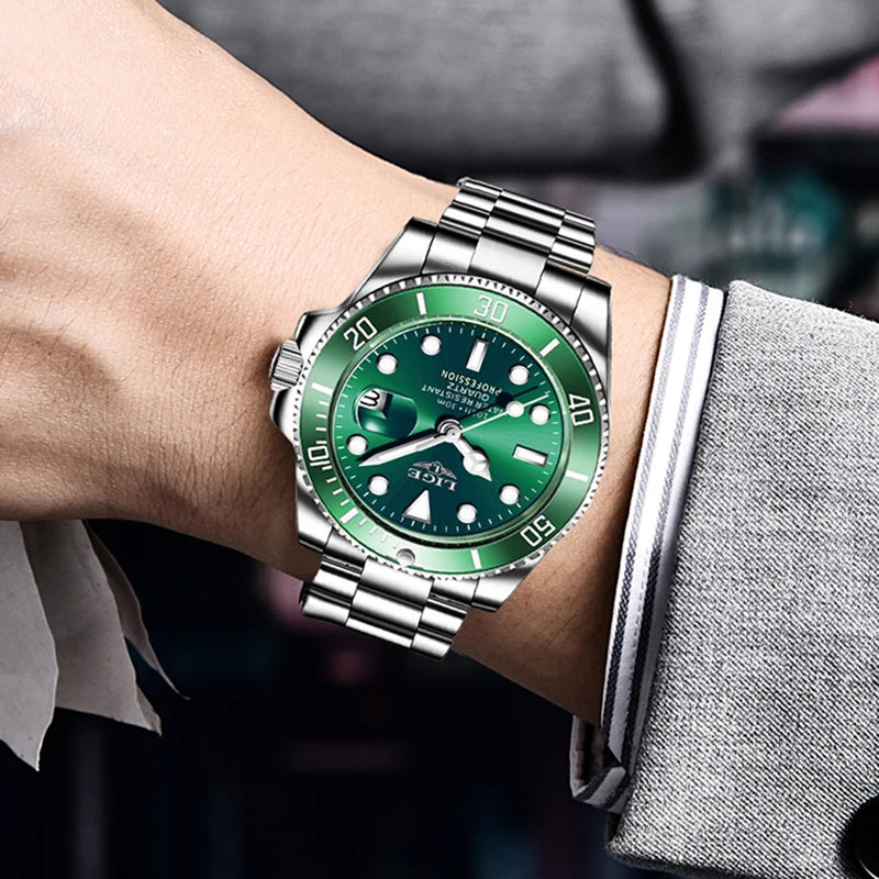 LIGE Mens Watches Diver Watch Men Military Sports Waterproof Quartz Wristwatch