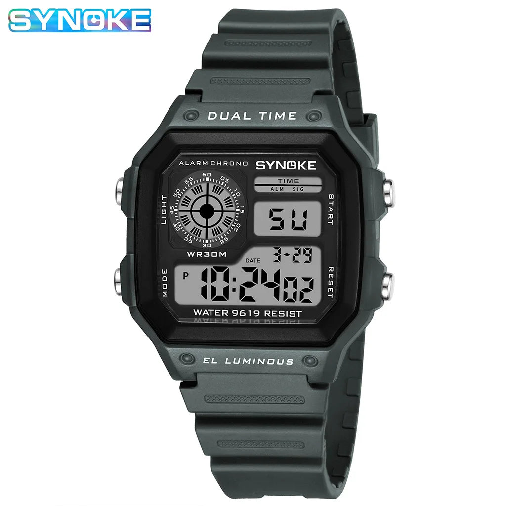 Mens Digital Watches Luminous Multifunction Waterproof Wristwatch Outdoor and Running