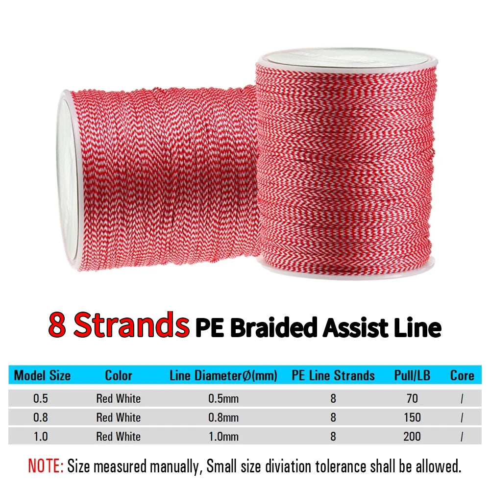 PE Braided Assist Line for Fishing Jigging Trolling Diving Spear Fishing Rope