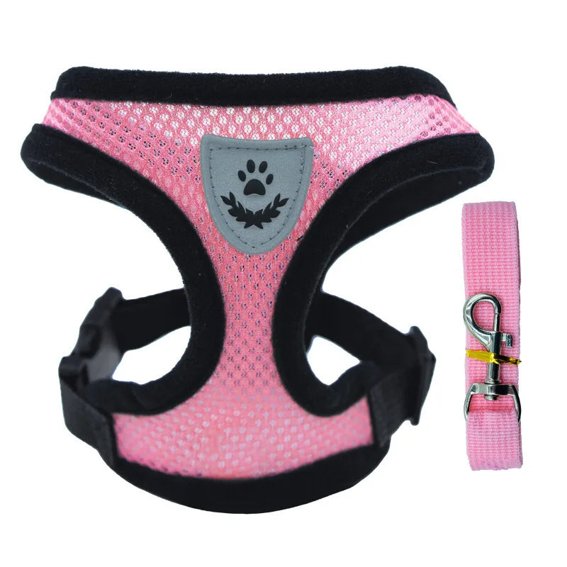 Harness Vest Walking Lead Leash For Puppy dog Collar Polyester Adjustable Mesh Dog or Cat Harness For Small Medium Pets