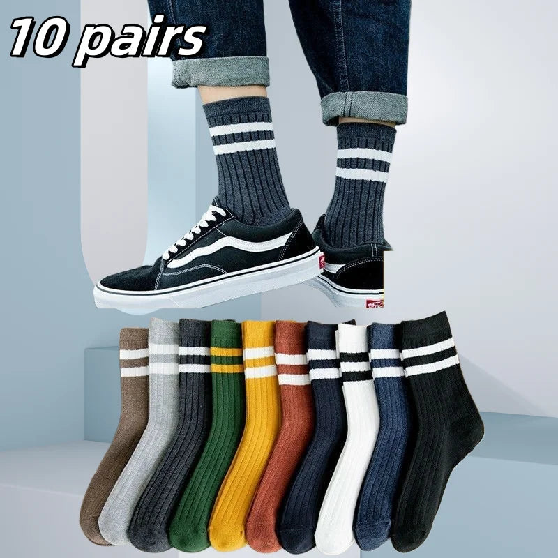 Breathable Sports Bamboo Fiber Men’s Socks Sweat Absorption 10/5/3pairs