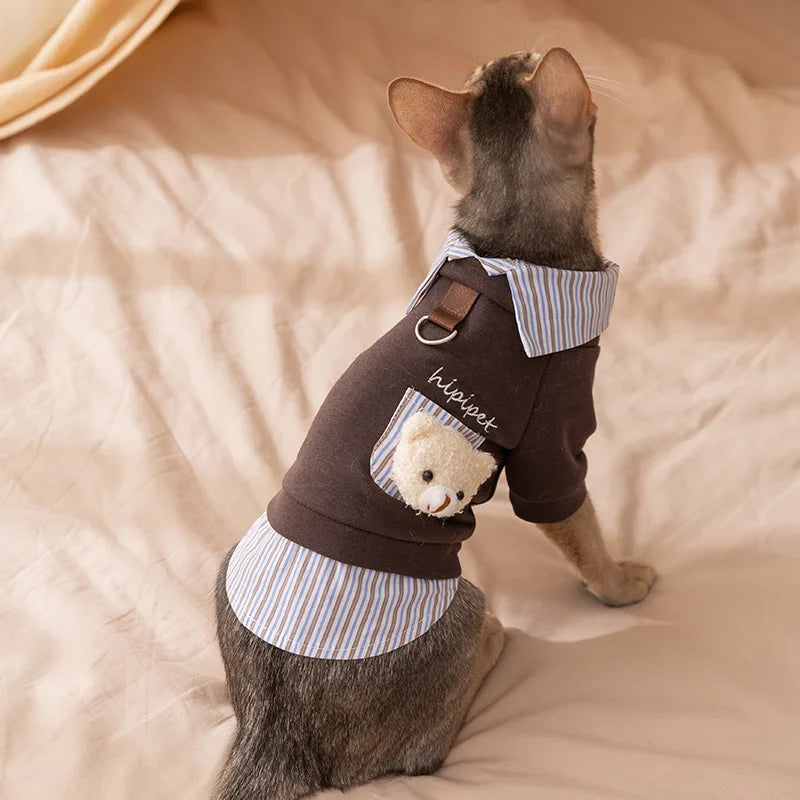 2025 Dog Clothes Cute Bear Puppy Hoodies Autumn Winter Warm Coat Polo Shirts Cat Clothing Chihuhua Bichon Apparels Dog Pullover