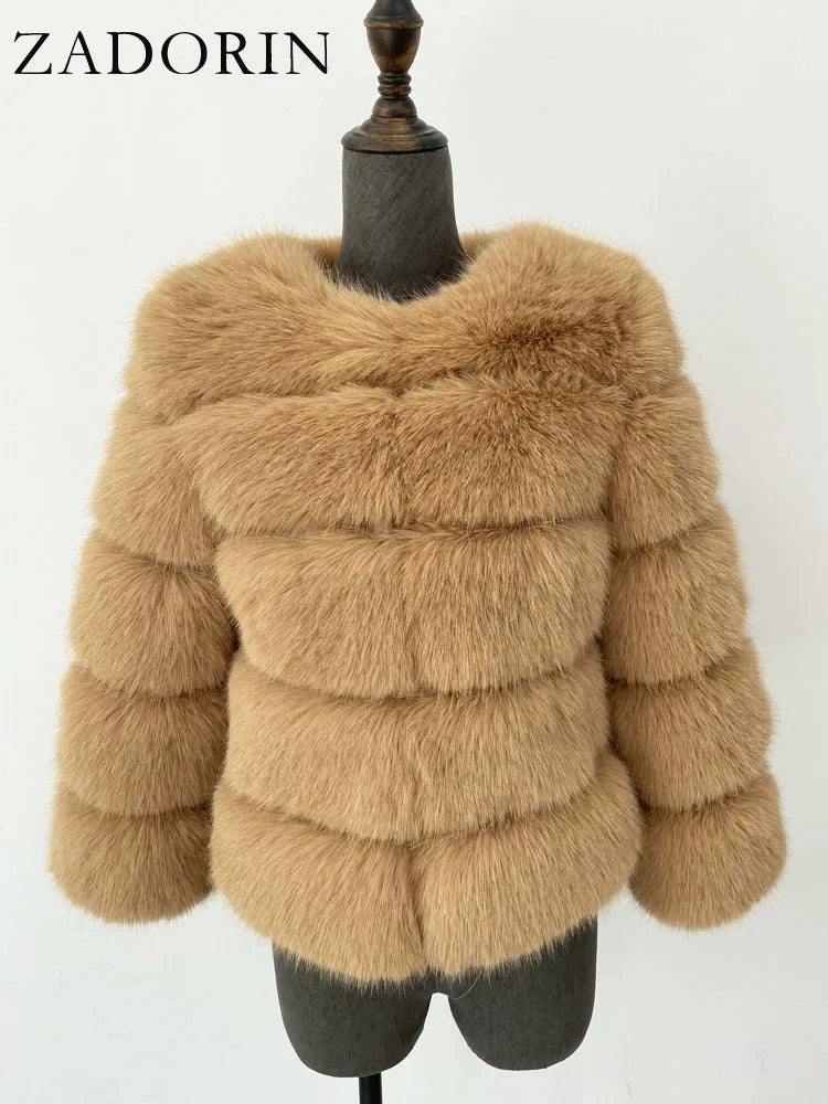ZADORIN Woman’s Fluffy Winter Mink Coat Faux Fur S-6XL