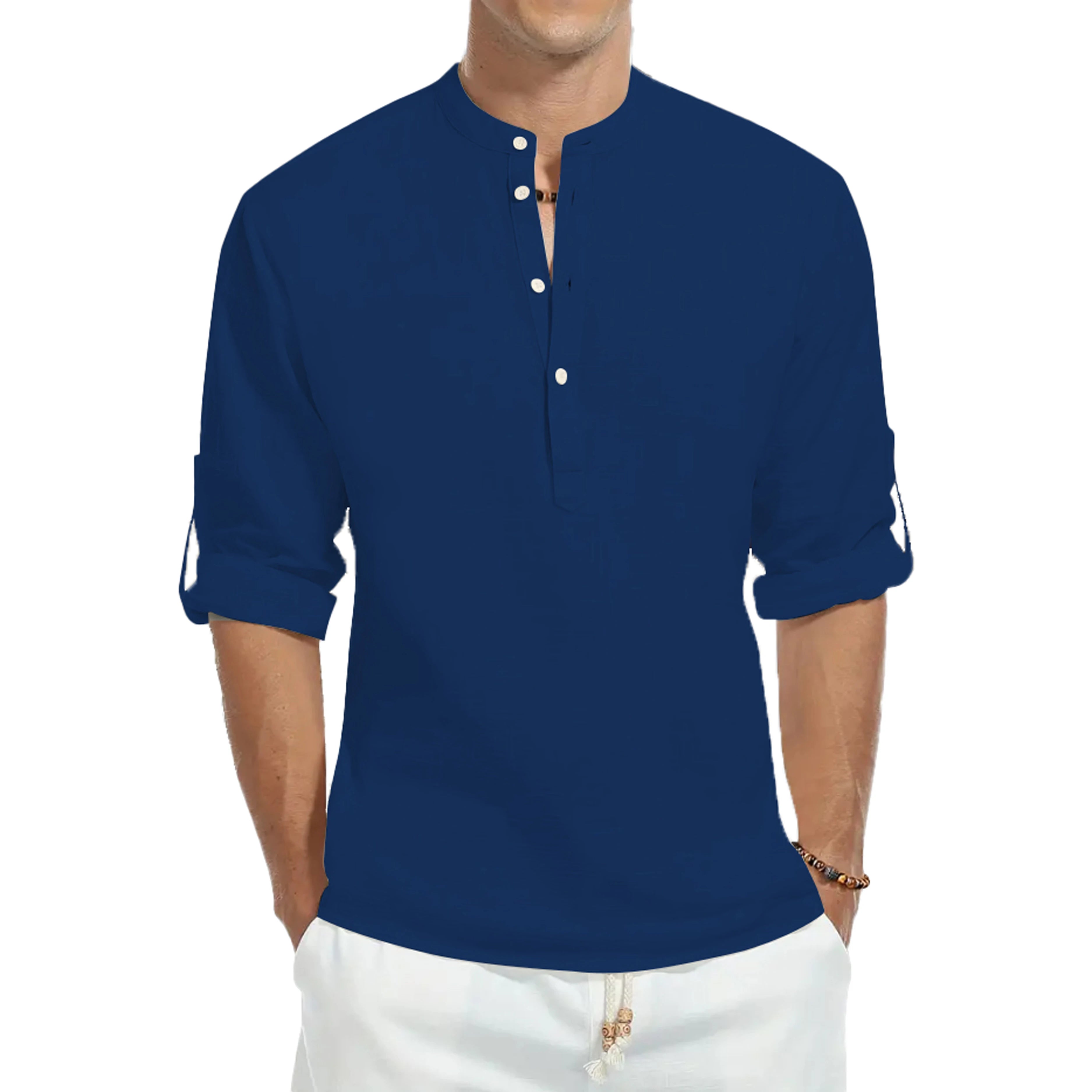 Urban Thread Casual Cotton Stand Up Collar Shirt - Slim Fit