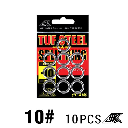 JK 1pack No.3-10/6-14mm HOT Fishing Split Rings For Heavy Duty Fish hook Connector Assist Hooks Sea Fishing Accessories Tackle